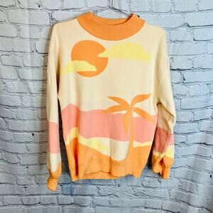 Princess Polly Serenity Sweater S/M Sherbet Pastel Sunset Ballon Sleeves Orange